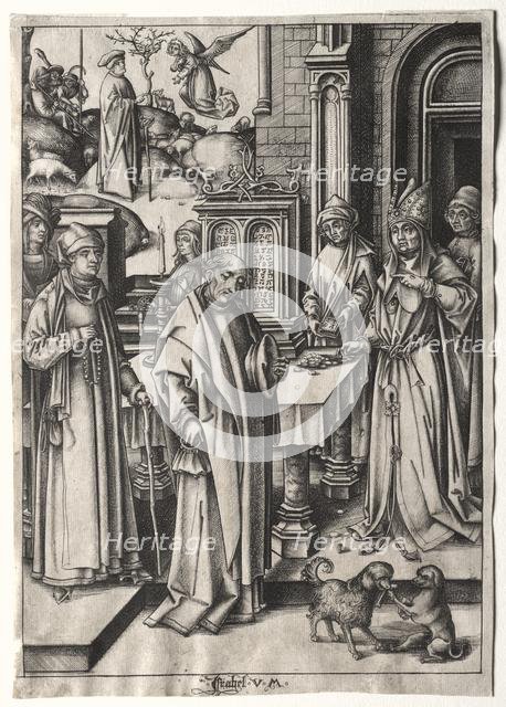 High Priest Rejecting the Offering of Joachim. Creator: Israhel van Meckenem (German, c. 1440-1503).