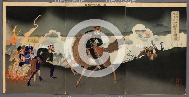 The Army and Navy Attack and Capture Weihaiwei (Ikaiei rikukaigun kogeki senryo zu), Japan, 1895. Creator: Kobayashi Ikuhide.