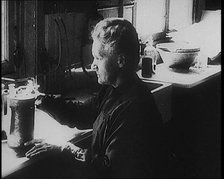 Marie Sklodowska Curie, the Famous Physicist and Chemist, in Her Laboratory, 1920. Creator: British Pathe Ltd.