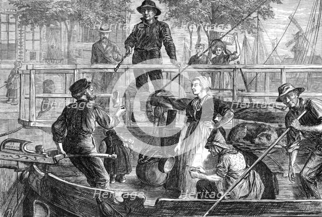 The tourist in Holland: taking toll on a Dutch canal, 1881. Creator: Charles Olivier Murray.