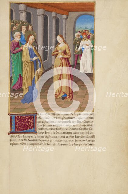 Christ and the Woman Taken in Adultery, about 1480-1490. Creator: Master of Guillaume Lambert.