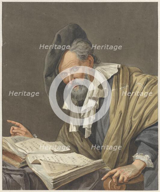 Man with beret and a book, 1798. Creator: R.M. Pruysenaar.
