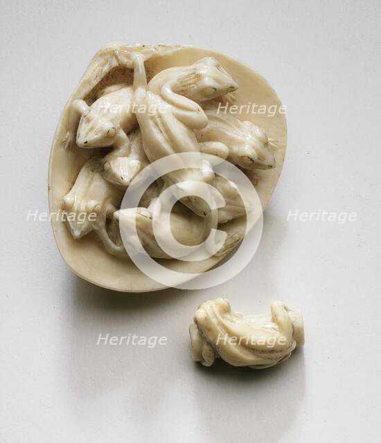 Frogs in Clamshell, Late 19th century. Creator: Unknown.