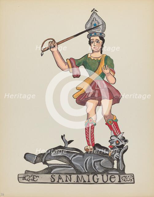 Plate 38: Saint Michael: From Portfolio "Spanish Colonial Designs of New Mexico", 1935/1942. Creator: Unknown.