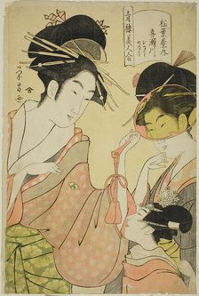 Beauties of the Pleasure Quarters (Seiro bijin awase): Kisegawa of the Matsubaya..., c. 1797. Creator: Hosoda Eishi.