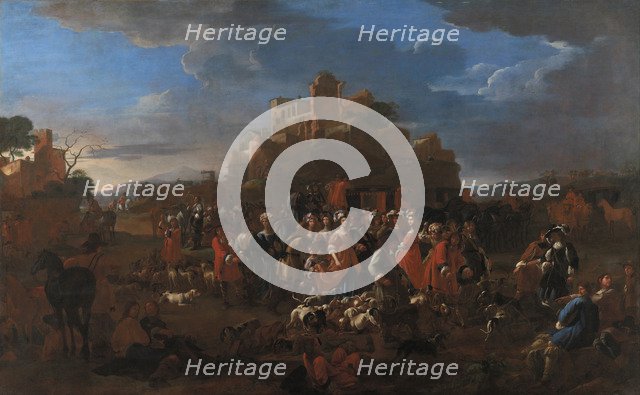 Charles Emmanuel II, Duke of Savoy and Françoise Madeleine d'Orléans with Royal court. Artist: Miel, Jan (1599-1664)