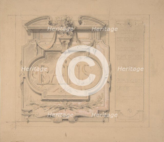 Design for an ornamental plaque for a bath house, 1830-97. Creators: Jules-Edmond-Charles Lachaise, Eugène-Pierre Gourdet.