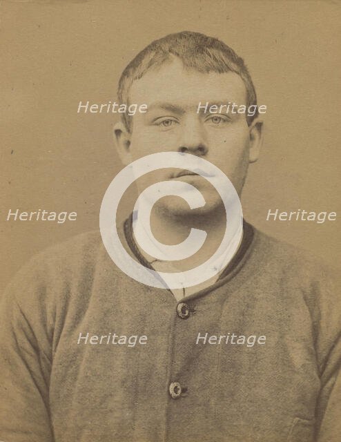 Durieux. Aléxis, Alberic. 20 ans, né le 28/2/74 à Stains (Seine). Verrier. Vol. 24/1/94., 1894. Creator: Alphonse Bertillon.