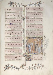 The Gotha Missal: Fol. 61r, A Priest Singing the Office, c. 1375. Creator: Master of the Boqueteaux (French); Workshop, and.
