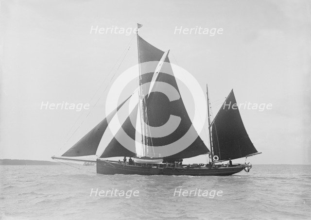 The 35 ton ketch 'Brown Mouse' under sail, 1912. Creator: Kirk & Sons of Cowes.