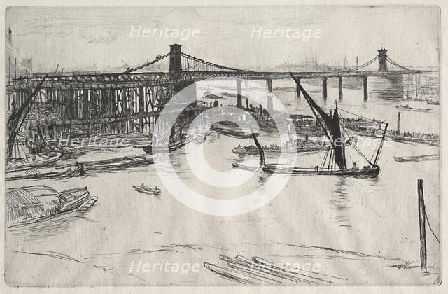 Old Hungerford Bridge. Creator: James McNeill Whistler (American, 1834-1903).