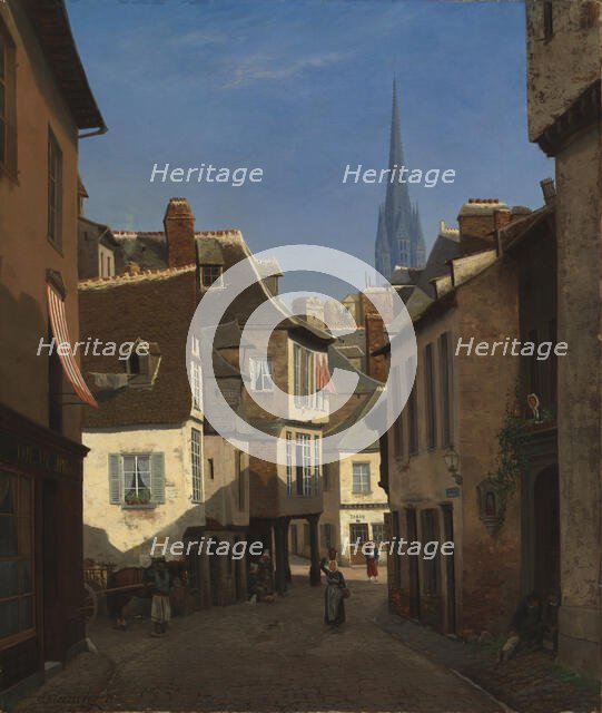 Street at Quimper in Brittany, 1871. Creator: Oscar Kleineh.