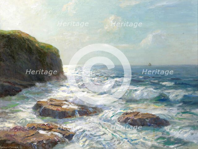 Silver sea, Irish coast, (c1910s). Creator: Julius Olsson.