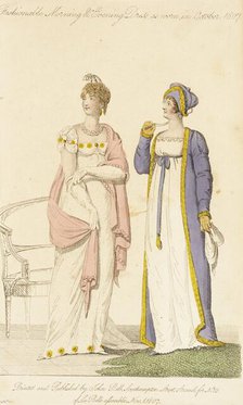 Fashionable Morning & Evening Dress As Worn in October 1807, 1807. Creator: John Bell.