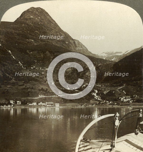 'Marok and the giant heights behind it, S.S.E. from Geirangerfjord, Norway', c1905. Creator: Unknown.