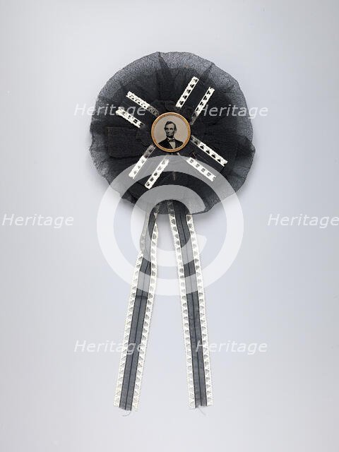 Mourning Corsage with Portrait of Abraham Lincoln, April 1865. Creator: Unknown.