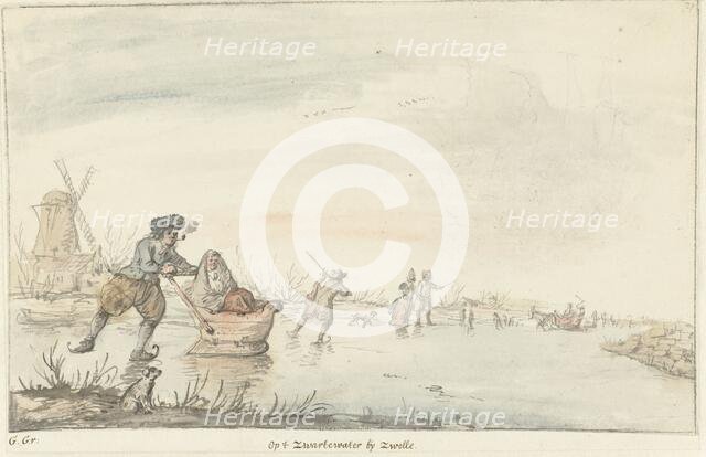 Winter scene on the Black Water near Zwolle, 1661-1693. Creator: Gerrit Grasdorp.