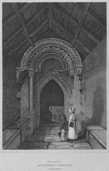 'Entrance to Aspatria Church, Cumberland', 1814. Artist: John Greig.