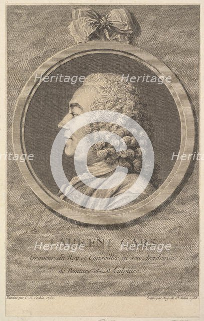 Portrait of Laurent Cars, 1768. Creator: Augustin de Saint-Aubin.