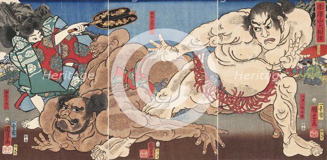 Akazawayama ozumo (Grand Sumo Tournament on Mount Akazawa), 1858.