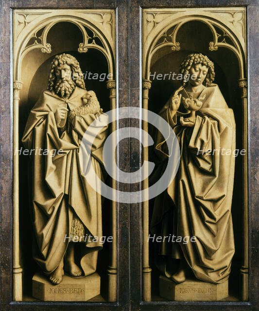 The Ghent Altarpiece. Adoration of the Mystic Lamb: John the Baptist and John the Evangelist, 1432. Creator: Eyck, Jan van (1390-1441).