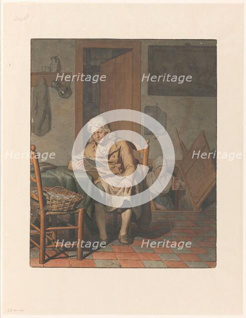 Interior with man reading at a table, 1790-1852.  Creator: Pieter Christoffel Wonder.