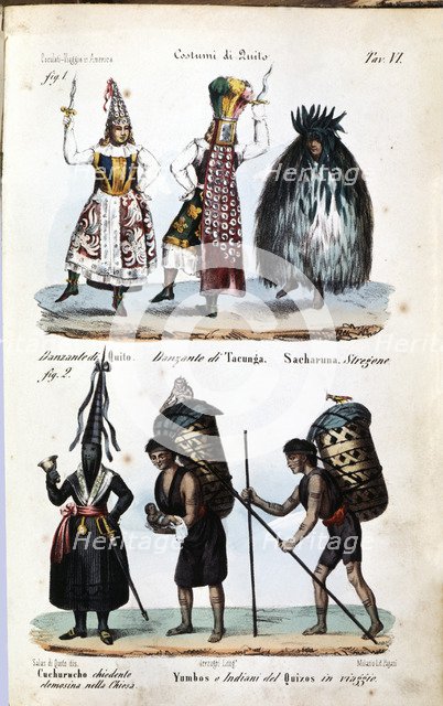 Popular Types of Quito, color engraving.