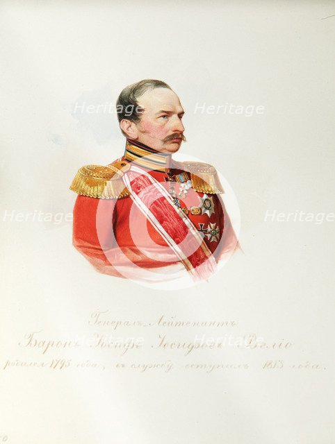 Portrait of Baron Iosif Iosifovich von Velio (1795-1867) (From the Album of the Imperial Horse Guards), 1846-1849. Artist: Hau (Gau), Vladimir Ivanovich (1816-1895)