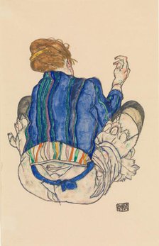 Seated Woman, Back View, 1917. Creator: Egon Schiele.