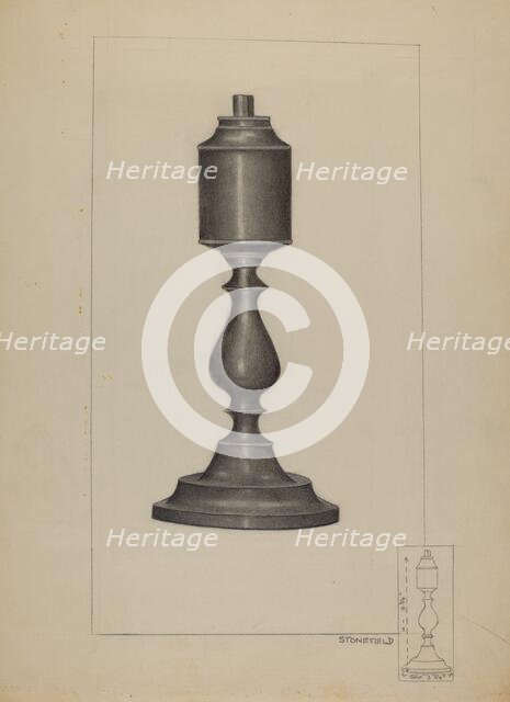 Whale Oil Lamp, 1935/1942. Creator: Joseph Stonefield.