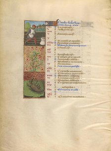 October Calendar Page; Sowing; Scorpio; Katherine Hours, about 1480-1485. Creator: Unknown.