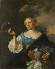 A Young Woman with a Parrot, 1660-1680. Creator: Ary de Vois.