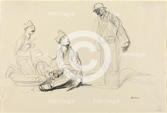 Soldiers Preparing a Meal, c. 1914/1919. Creator: Jean Louis Forain.