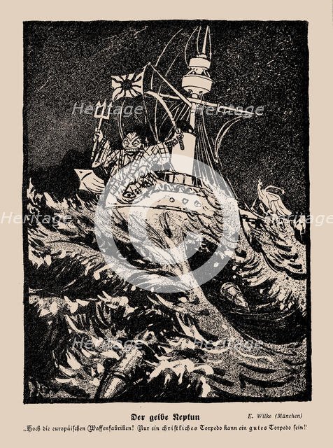 Yellow Neptune. From the magazine "Jugend: Münchner illustrierte Wochenschrift für Kunst...", 1905. Creator: Wilke, Erich (1879-1936).