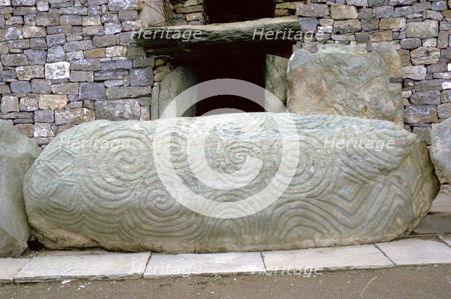 Decorated slab across an entrance to a passage grave, 33rd century BC. Artist: Unknown