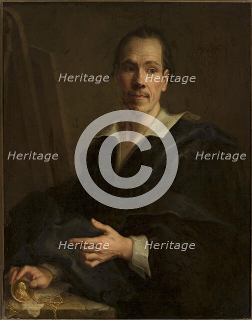 Self-portrait holding a miniature portrait of the Prince of Liechtenstein, c1760. Creator: Seybold; Christian (1695-1768).