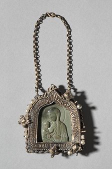 Pendant Icon with the Virgin "Dexiokratousa" and Frame with Winged Bull of Saint Luke… Creator: Unknown.
