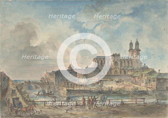 View of Uppsala cathedral from the North, 18th-early 19th century. Creator: Elias Martin.