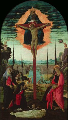 Altarpiece: the Trinity, the Virgin, Saint John and Donors, c. 1480. Artist: Jacopo del Sellaio (1442-1493)