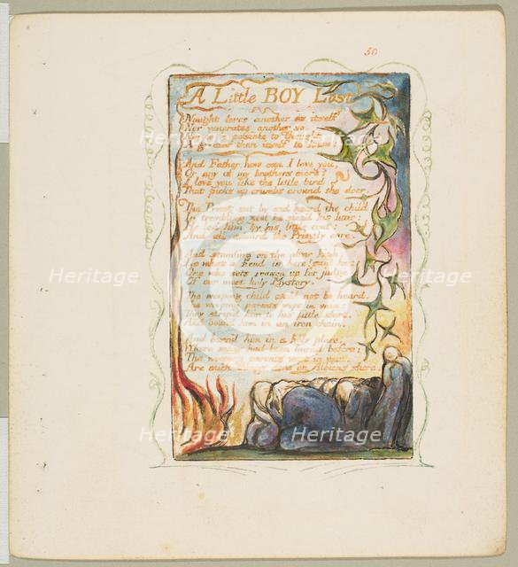 Songs of Innocence and of Experience: A Little Boy Lost, ca. 1825. Creator: William Blake.