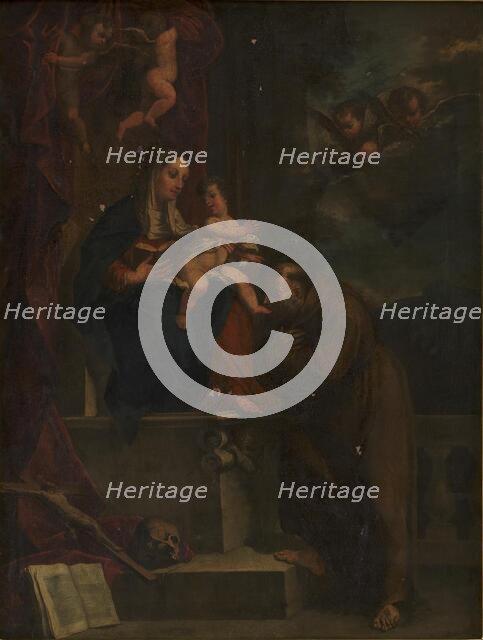 Mary, Jesus and St Francis, 1570-1719. Creator: Carracci'erne.