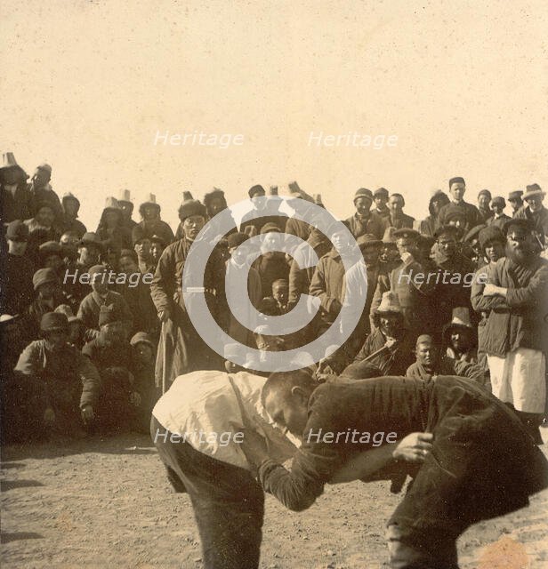 Kirgiz Wrestling: Views in the Zaisan District, 1909. Creator: Nikolai Georgievich Katanaev.