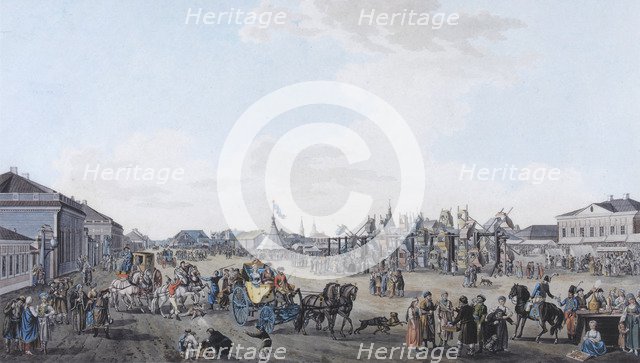 The Podnovinskoye Suburb in Moscow during the Holy Week, 1800s.