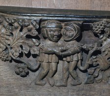 Wooden misericord in Southwell Minster, 14th century. Artist: Unknown