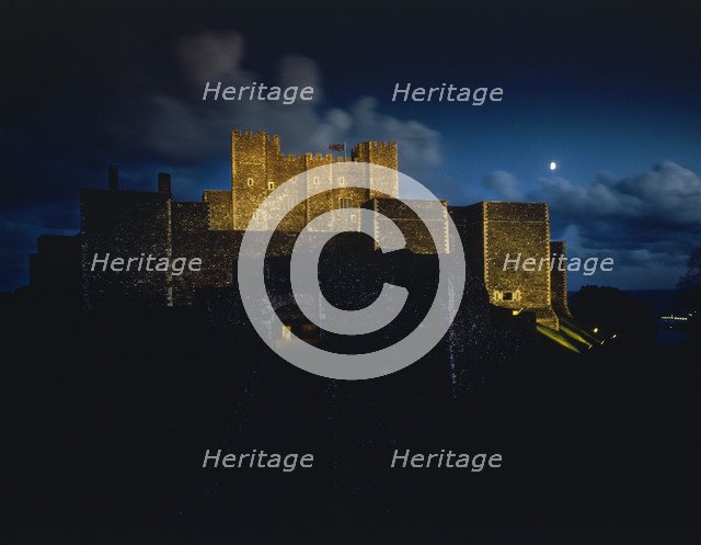 Dover Castle by floodlights, Kent, 1984. Artist: Unknown