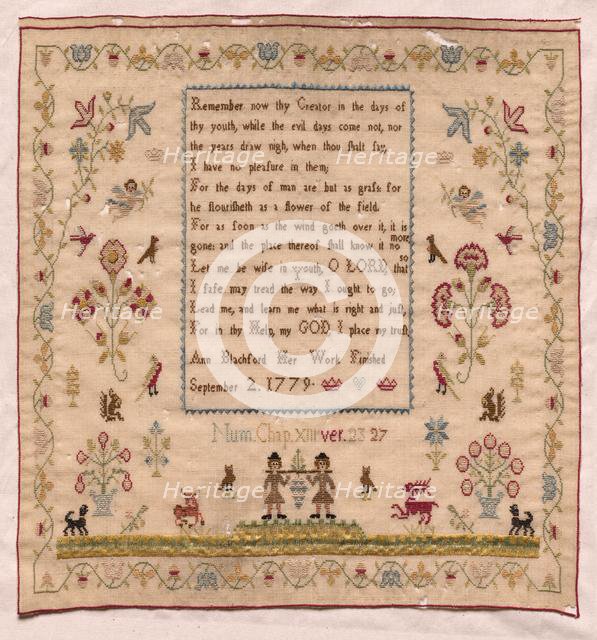 Sampler, 1779. Creator: Unknown.
