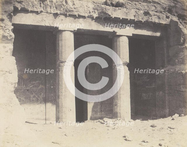 Béni-Haçan, Architecture Hypogéene - Tombeau de Névothph, 1851-52, printed 1853-54. Creator: Félix Teynard.