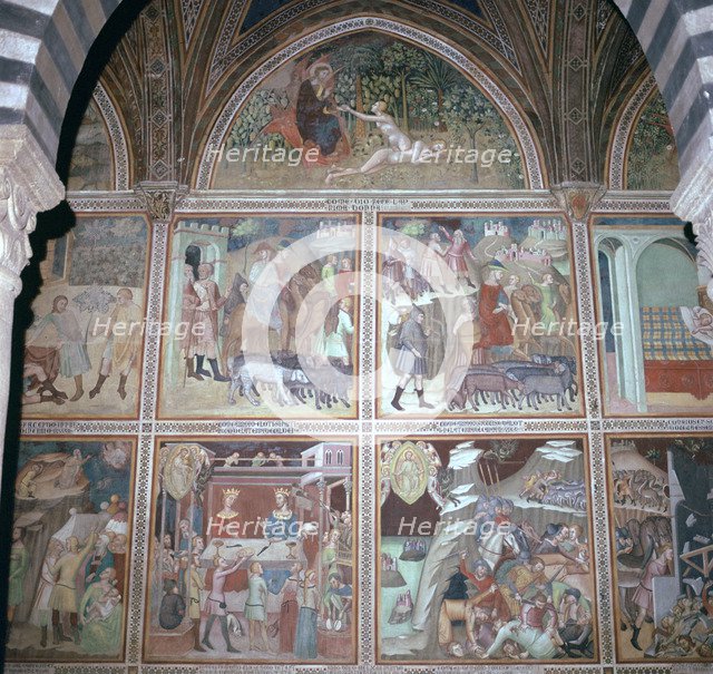 Fresco of Eve and the story of Abraham, 14th century. Artist: Unknown