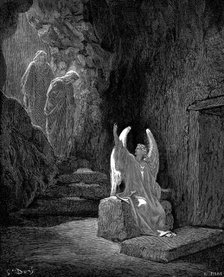 Angel showing Mary Magdalene and 'the other Mary' Christ's empty tomb, 1865-1866. Artist: Gustave Doré
