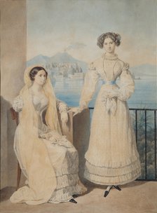Portrait of Sisters Countesses Dorothea (1804-1863) and Catherine (1803-1888) von Tiesenhausen, 1825 Artist: Briullov, Alexander Pavlovich (1798-1877)
